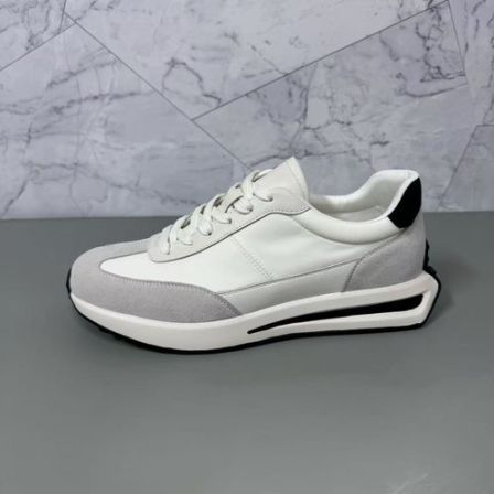 夏季皮布拼接时尚男鞋男士软底轻便休闲鞋