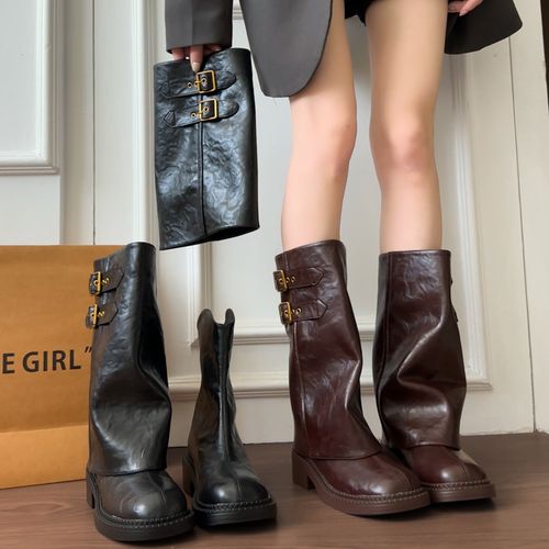 暮秋秋可拆卸两穿厚底裤管靴女2026秋冬新款堆堆靴增高显瘦骑士靴主图