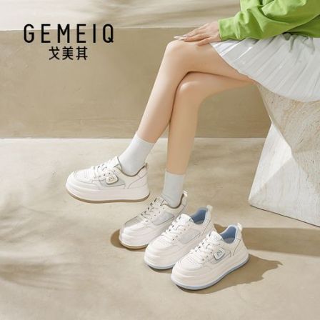 戈美其2026新款厚底内增高小白鞋女款夏季透气女鞋高级感运动鞋