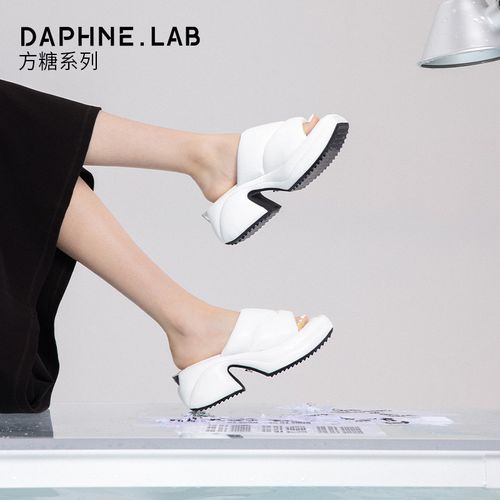 姜涩琪同款DAPHNELAB方糖厚底拖鞋一字高跟凉拖鞋精致外出拖鞋女主图