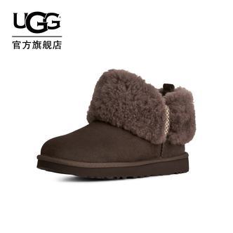UGG冬季女士休闲舒适圆头平底时尚保暖穗带超短靴雪地靴 1151750