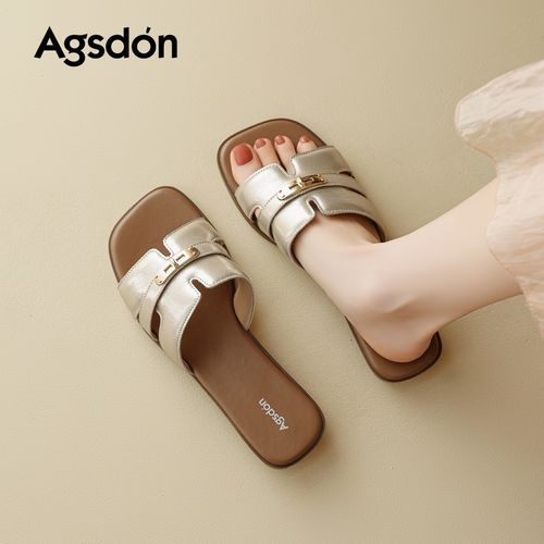 奥古狮登香槟色厚底拖鞋女2026夏季新款外穿百搭配裙子一字拖鞋爆主图