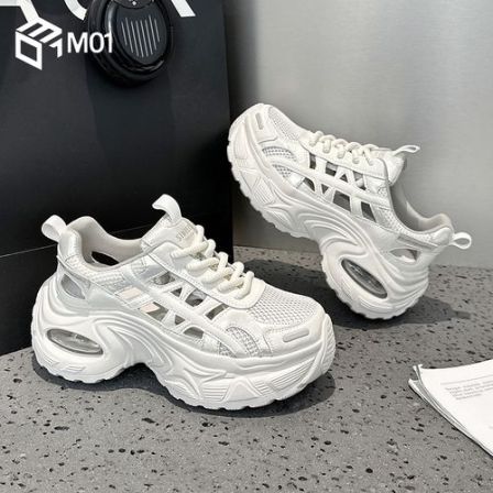 M01夏季网面镂空老爹鞋女透气薄款新款超火厚底轻便包头运动凉鞋