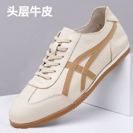 头层牛皮休闲鞋德训鞋防滑耐磨软底软面透气潮流轻便百搭阿甘鞋男