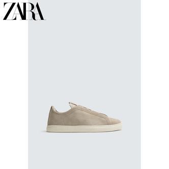 ZARA26春夏新款 男鞋 反绒皮饰层皮革系带轻便板鞋 2240720 107