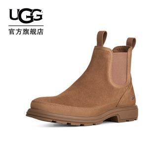 UGG秋季新款男士舒适时尚潮流低跟纯色圆头切尔西短靴 1184236
