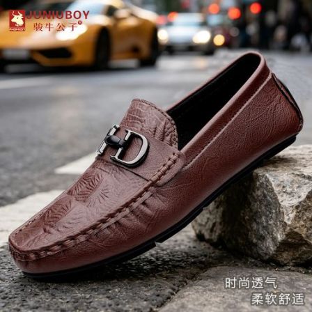 JUNIUBOY时尚男士豆豆鞋透气皮鞋驾车休闲鞋软底乐福鞋春夏季男鞋