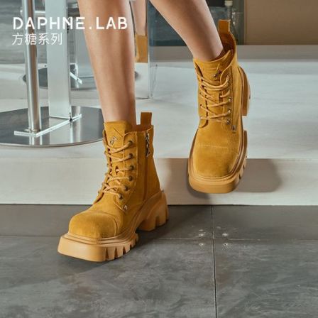 DAPHNELAB方糖系列复古大黄靴户外机能风百搭厚底短靴靴子夏天