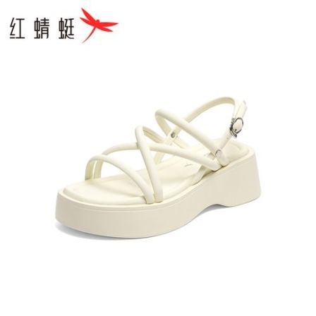 红蜻蜓厚底增高凉鞋女2026夏季新款松糕底绑带时尚百搭网红女凉鞋