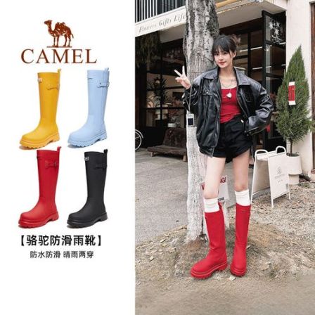 骆驼女鞋雨神雨靴经典英伦户外休闲防水防滑骑士靴涉水长筒靴雨鞋