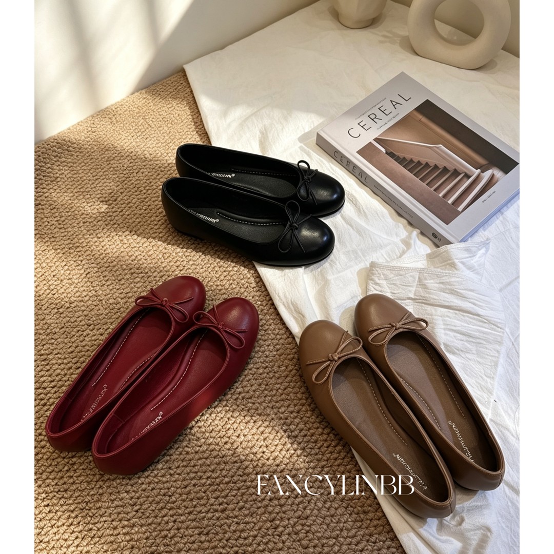【小红帽单鞋】林北鼻·复古法式油蜡感芭蕾舞蝴蝶结平底玛丽珍单鞋主图