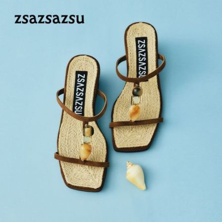 【波嬉海岸】莎莎苏2026年夏季新款时装凉拖鞋坡跟度假风Z76313A-10