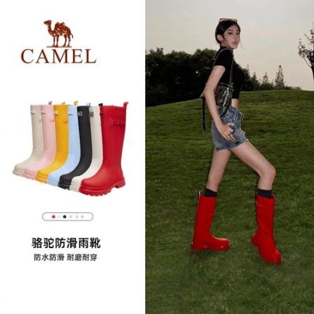 骆驼女鞋雨神雨靴经典英伦户外休闲防水防滑骑士靴涉水长筒靴雨鞋