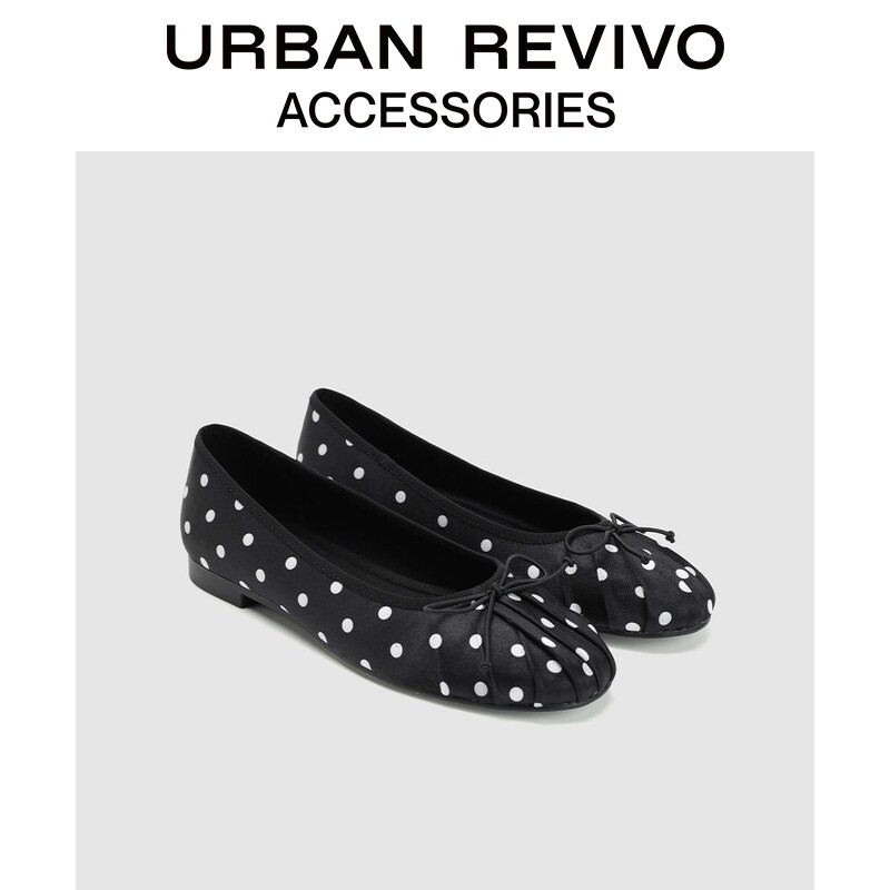 URBAN REVIVO2026秋季新款女士芭蕾风波点褶皱单鞋UAYS60060主图