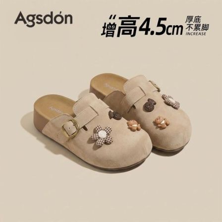 Y奥古狮登包头勃肯鞋女2026新款秋季增高百搭一脚蹬软底休闲拖鞋Y