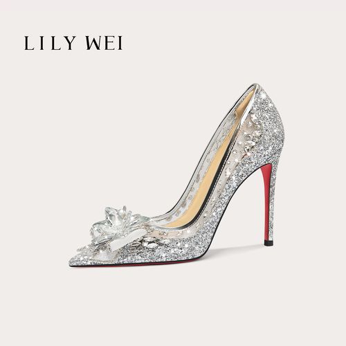 Lily Wei【星月夜】轻奢高级感水晶红底婚鞋高跟鞋女大码41-43主图
