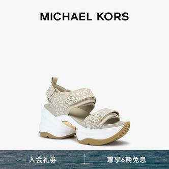 【春夏新品】MICHAEL KORS MK Olympia 女士老花厚底凉鞋 跟高8cm