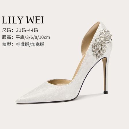 LilyWei【晶钻芭蕾】白色设计感新款凉鞋法式优雅配裙子高跟鞋