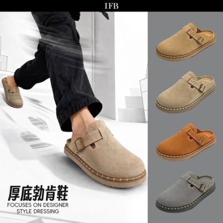 IFB品牌勃肯鞋男女同款手工厚底包头懒人拖鞋一脚蹬休闲百搭平底