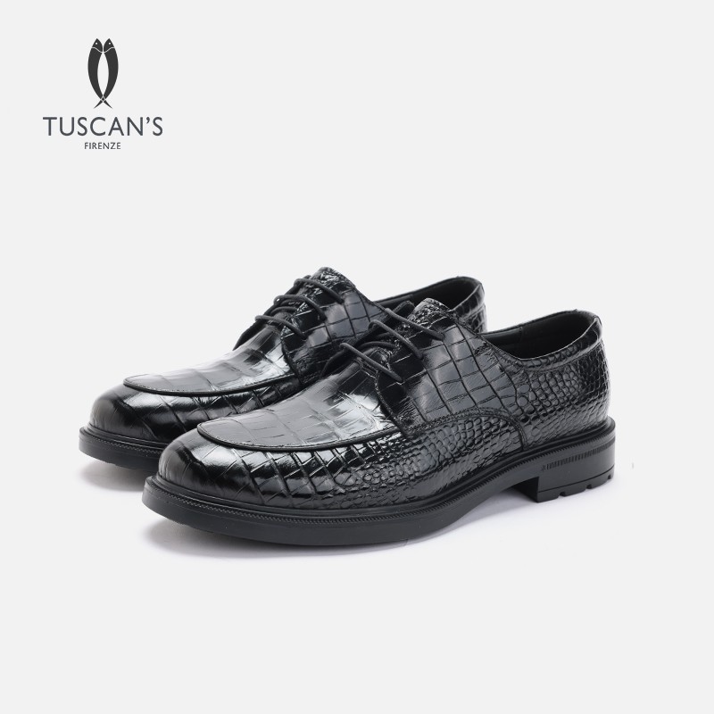 TUSCAN'S【品质男鞋】轻奢商务鳄鱼皮正装皮鞋百搭通勤系带男鞋双鱼主图