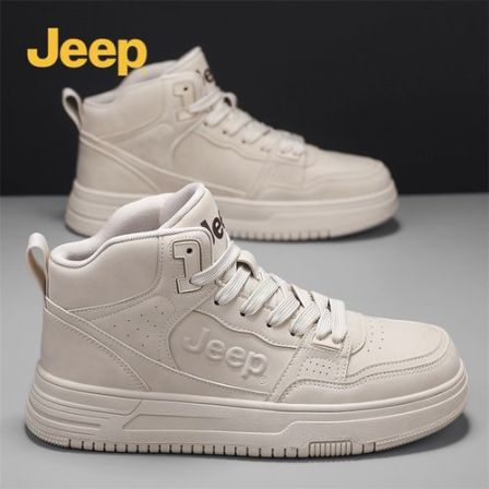 JEEP/吉普春季男士休闲板鞋户外防滑平底休闲鞋皮面百搭潮流男鞋