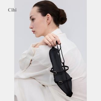 CihiT 字多带式罗马廓形 哑光缎面镂空设计可调节扣低跟鞋