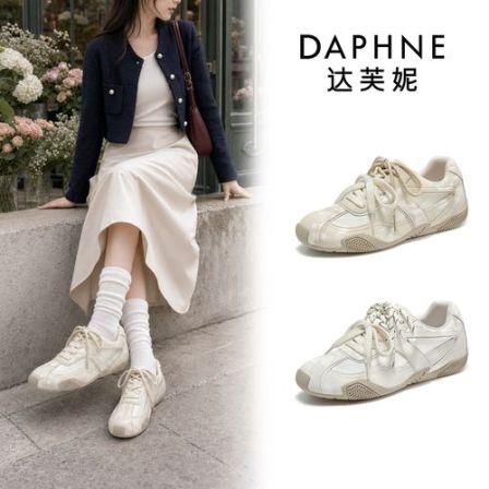 达芙妮珠光缎面透气芭蕾德迅鞋千金感运动软底增高云感百搭增高
