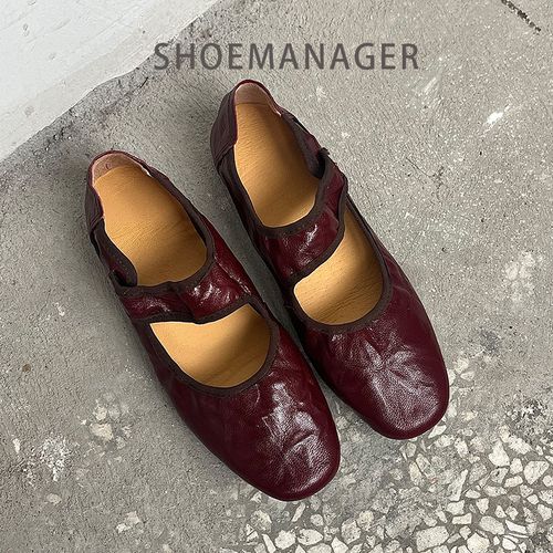 Manager丨酒红色系法式玛丽珍平底单鞋百搭舒适极简主图