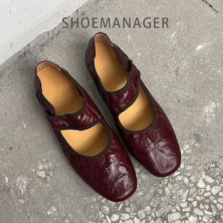 Manager丨酒红色系法式玛丽珍平底单鞋百搭舒适极简