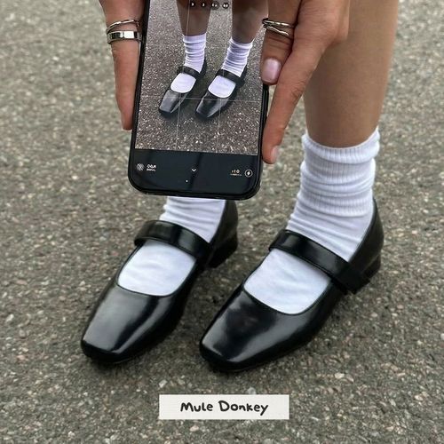 多嘴驴Donkey复古玛丽珍鞋女夏季黑色小皮鞋方头粗跟法式浅口单鞋主图