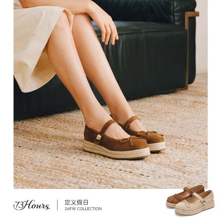【橱窗】73hours女鞋定义假日26秋季新款草编底透气厚底玛丽珍鞋女