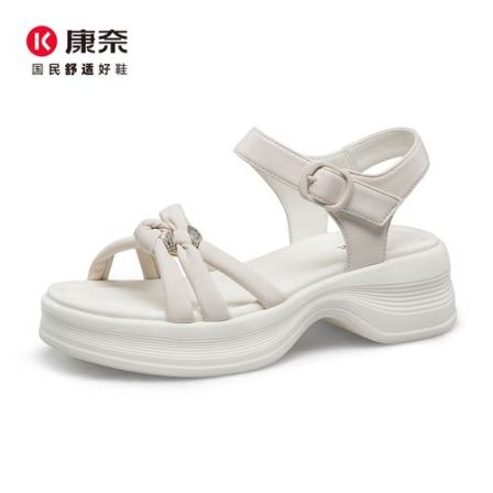 Kangnai/康奈854159专柜正品夏季厚底简约透气羊皮舒适女士凉鞋