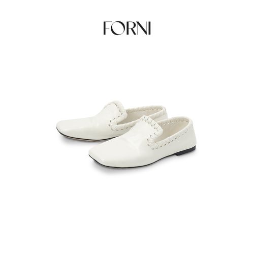 FORNI/YOYO “舒芙蕾”潮流方头编织设计感白色小皮鞋一脚蹬单鞋主图