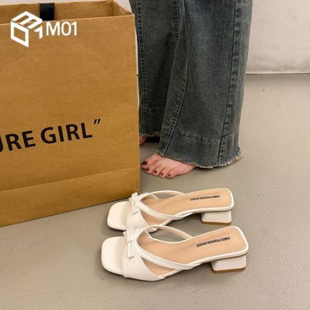 M01配裙子拖鞋女夏外穿时尚高级感超火新款外出绝美粗跟高跟凉拖