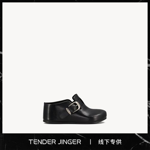 Tender Jinger｜银奶牛皮坡跟坡跟坡跟 牛皮穆勒拖半拖ZS1289主图