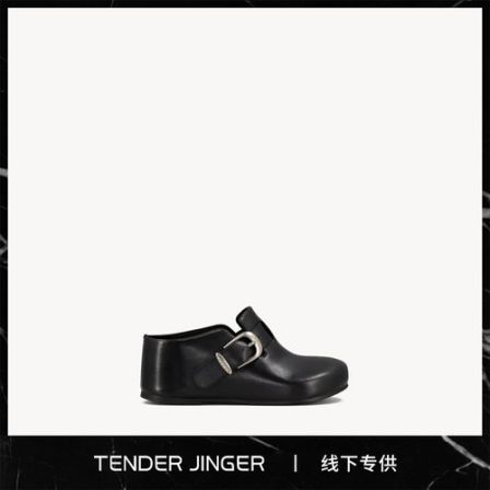 Tender Jinger｜银奶牛皮坡跟坡跟坡跟 牛皮穆勒拖半拖ZS1289
