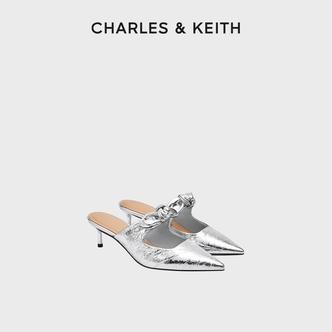 CHARLES & KEITH尖头细跟蝴蝶结饰穆勒拖鞋SL1-61900061