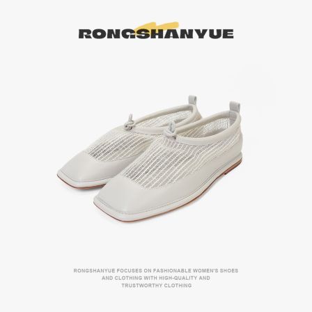Rongshanyue软底新款编织平底鞋夏季浅口舒适百搭方头单鞋女B1317