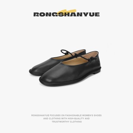 Rongshanyue百搭新款真皮平底黑色鞋女鞋2026奶奶鞋单鞋女B1322