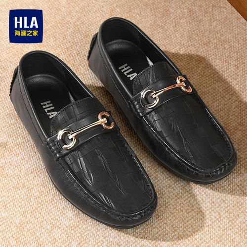HLA/海澜之家男鞋新款夏季经典一脚蹬百搭男士休闲套脚皮鞋软底主图