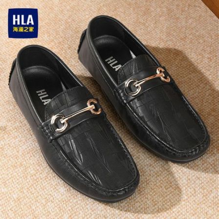 HLA/海澜之家男鞋新款夏季经典一脚蹬百搭男士休闲套脚皮鞋软底