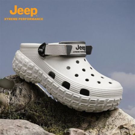 JEEP吉普男鞋2026新款厚底轮胎洞洞鞋增高运动外穿耐磨踩屎感凉鞋