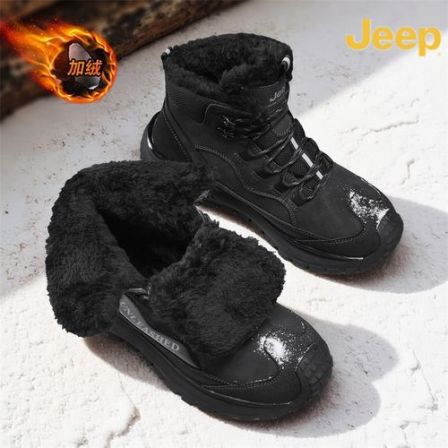 JEEP/吉普春季加绒厚底男鞋户外保暖工装靴潮流英伦风潮流男靴子