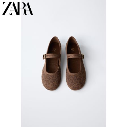 ZARA2026早秋新品 童鞋女童 动物纹印花橡胶底芭蕾鞋 2522830 700