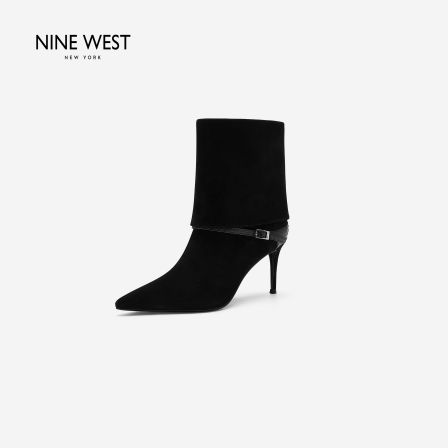 Nine West/玖熙法式通勤风尖头细跟短靴女高跟踝靴秋冬麂皮靴子