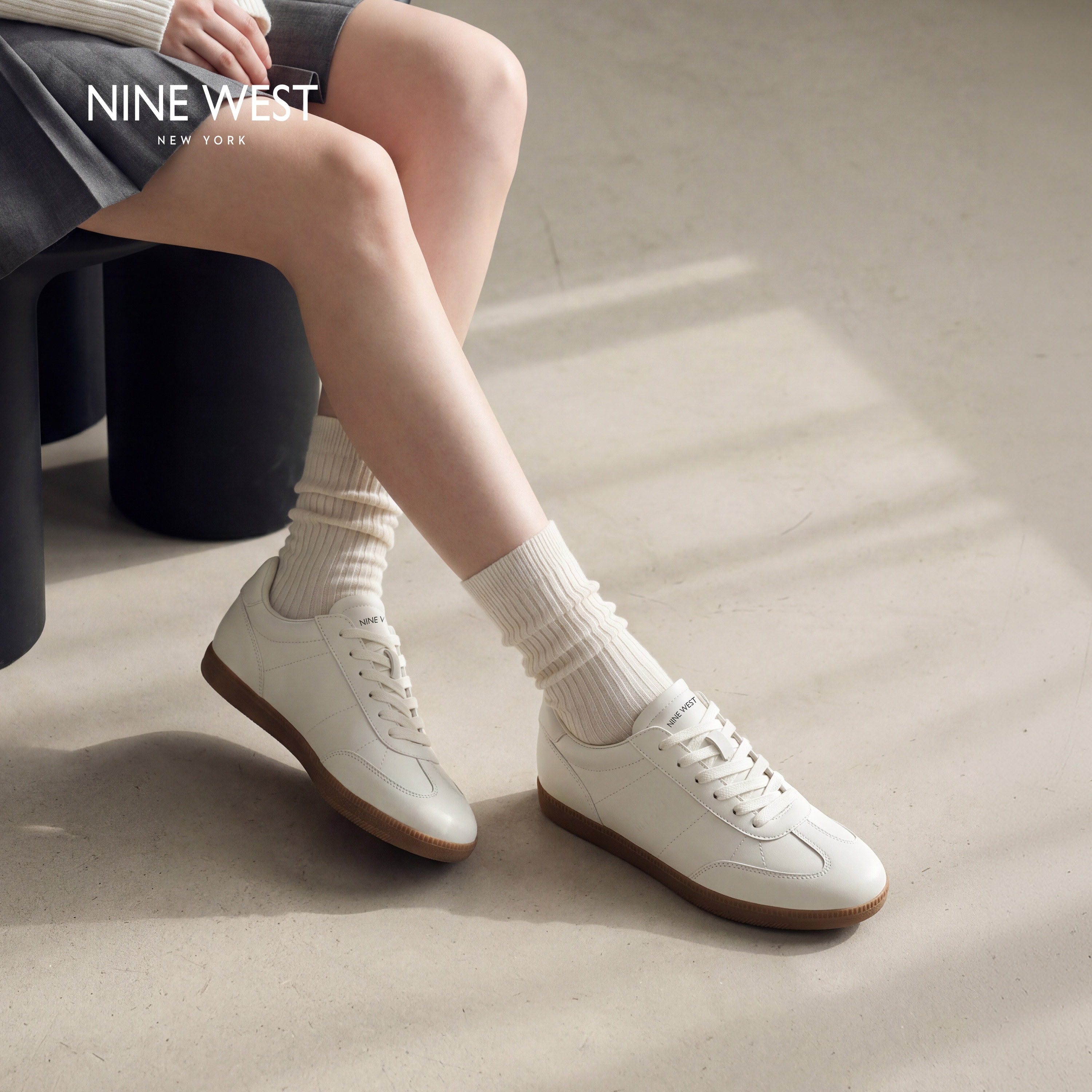 Nine West/玖熙新款2026秋冬女鞋时尚百搭德训鞋含增高运动休闲鞋主图