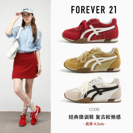 F21 夏季网面透气德训鞋女阿甘鞋百搭复古休闲运动内增高厚软底