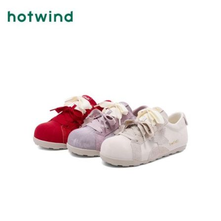 Hotwind/热风圆头大头休闲鞋复古德训鞋时尚百搭舒适运动板鞋女
