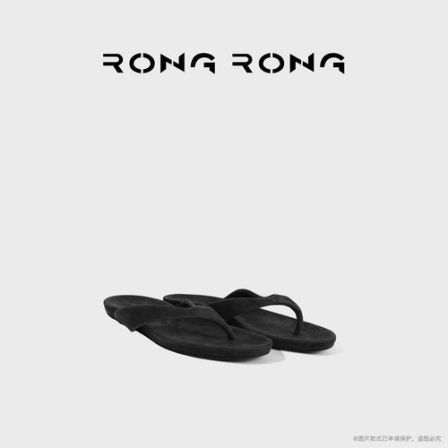 RONGRONG 甄选高丝光羊反绒软弹休闲人字拖3166-8