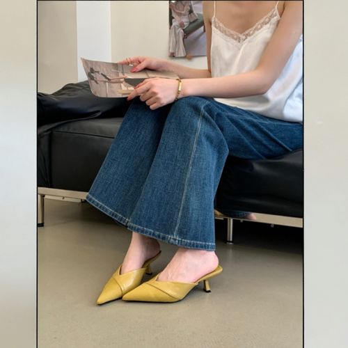 【多多专属】MKCOOCH软皮尖头穆勒鞋女细跟包头半拖高跟鞋3236-45主图